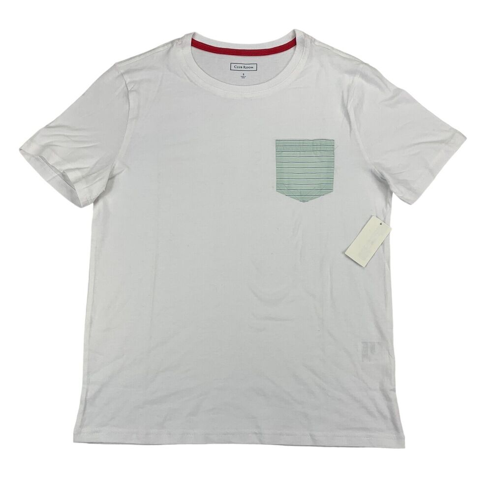 Club Room Mens Crewneck Pocket Short Sleeve Cotton Modal Pajama T-Shirt White S